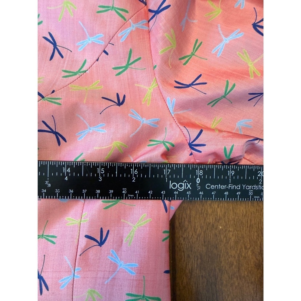 Teal Lotus Dragonfly Print Art to Wear Jacket Bell Sleeve Pink Blazer M - Picture 8 of 11